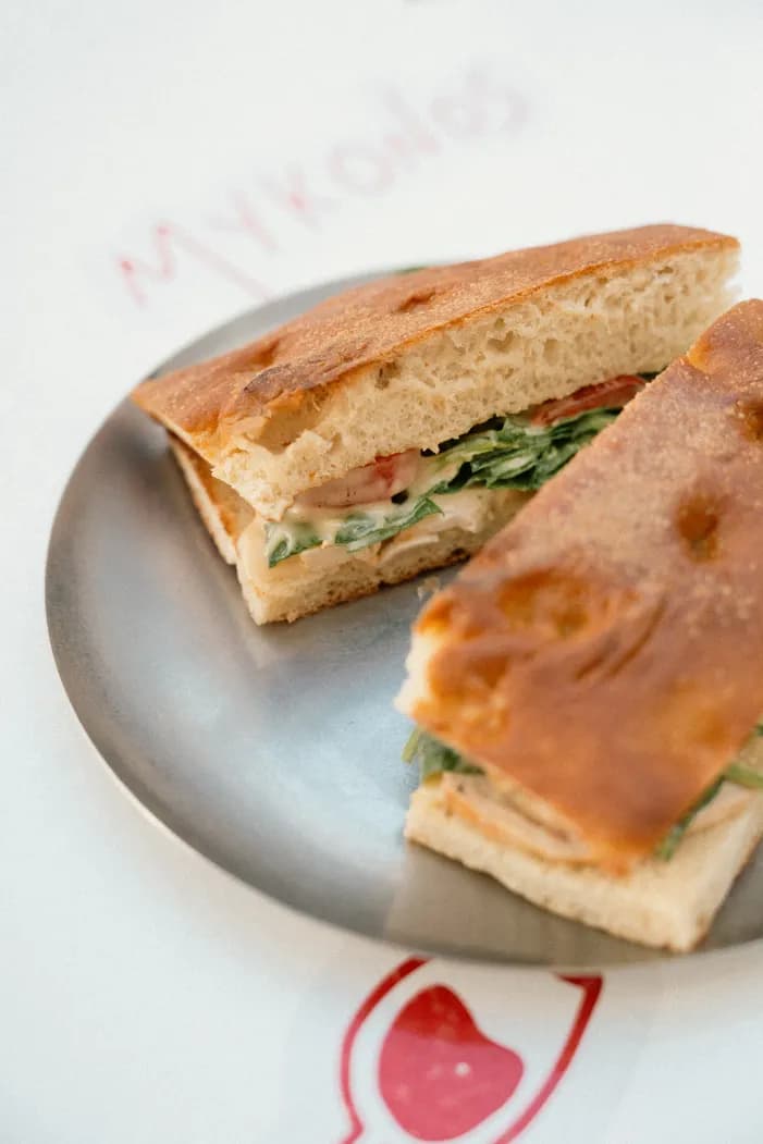 Fresh focaccia sandwich